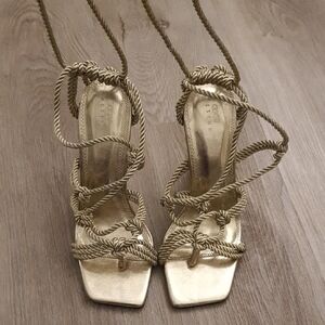 Gold Strappy Women's Sandals